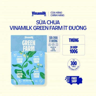 Thùng 24 hộp Sữa chua ăn Vinamilk Green Farm Ít Đường Hộp 100g