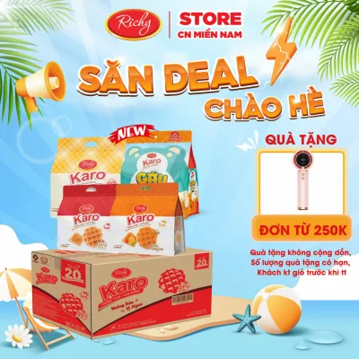 Thùng 72 cái bánh trứng tươi sợi gà Karo Richy (12 bịch/thùng), HSD 45 ngày