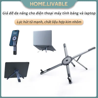 Giá đỡ đa năng cho điện thoại, máy tính bảng và laptop hợp kim nhôm Lực hút từ tính mạnh Di động, chỉnh linh hoạt
