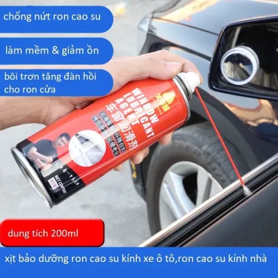Chai xịt bảo dưỡng gioăng cao su kính ô tô- xe tải- gioăng cao su cửa kính, gioăng cửa sổ trời,bôi trơn khe kẽ
