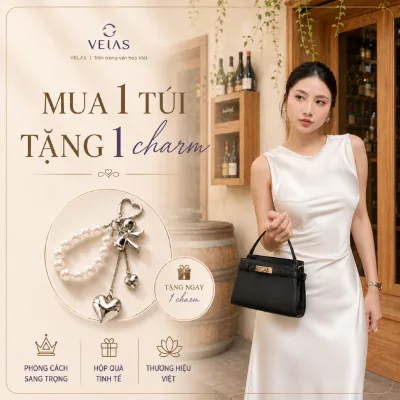 Túi xách đen sang chảnh VELAS Túi Dự Đám Cưới Cao Cấp Làm Quà Tặng Sinh Nhật Người Yêu