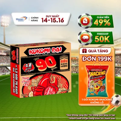 Mì Kokomi Đại 90 - Thùng 30 Gói x 90g (Bao bì có thể thay đổi theo đợt nhập hàng)