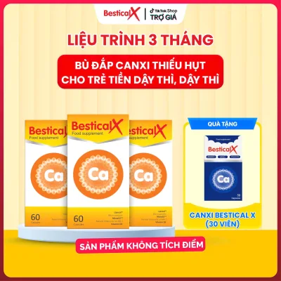 3 Boxes of Bestical X Calcium (60 Tablets-Ktđ): Supplementing Calcium, Vitamin K2 and Vitamin D3, Supporting Strong Bones and Teeth