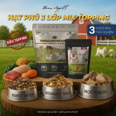 Bone Appetit Triple-Coated Kibble Dry Dog Food with 3 Layers of Super Topping Mix (Suitable for Picky Eaters)