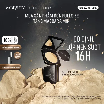 [ƯU ĐÃI 18-20.5] Bobbi Brown Sheer Finish Pressed Powder | Phấn phủ lì mịn giúp cố định lớp nền, làm mờ lỗ chân lông, kiềm dầu