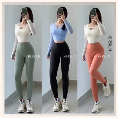 Hersign Women's Yoga Set High-Quality Women's Gym Clothes Long-Sleeved Shirt and Long Pants Smixc28L39A Hersign Ease Collection