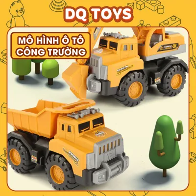 Ô tô xe ben chở cát cần cẩu trộn bê tông cỡ lớn đồ chơi trẻ em làm quà tặng cho bé DQ Toys