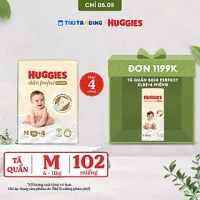 Tã quần Huggies Skin Perfect Mega Jumbo M98 miếng với 2 vùng thấm giảm kích ứng da 