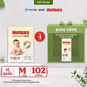 Tã quần Huggies Skin Perfect Mega Jumbo M98 miếng với 2 vùng thấm giảm kích ứng da 
