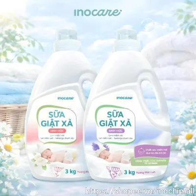 Nước Giặt Xả Inocare Dịu Nhẹ Lưu Hương Lâu An Toàn Cho Bé Và Cả Gia Đình, Dung tích 3000ml