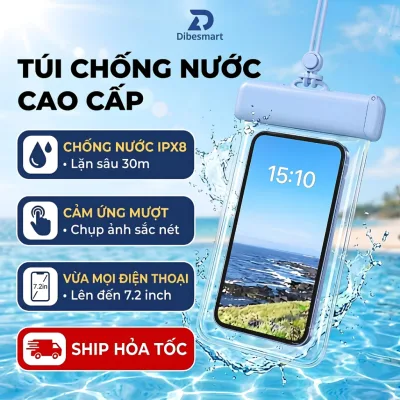 Túi chống nước DIBESMART cao cấp, chuẩn IPX8 bền bỉ, túi đựng điện thoại chống nước đi bơi lặn du lịch dã ngoại
