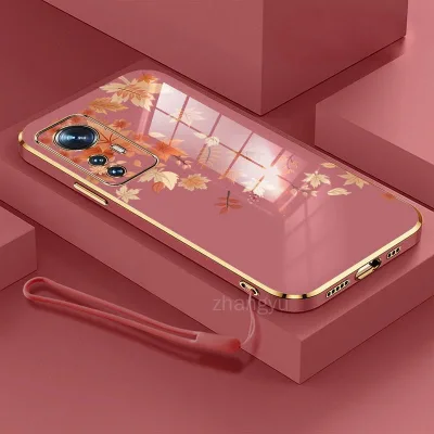 Ốp lưng lá phong xiaomi 12 xiaomi 12 lite 5g xiaomi 12t pro 12 pro 5g Vỏ điện thoại TPU Mạ điện siêu mỏng Vỏ điện thoại mịn Vỏ điện thoại silicon cạnh góc phải