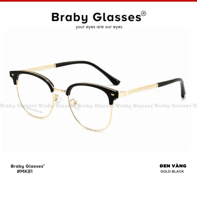 Braby Glasses Men's and Women's Fashion Round Eyeglass Frames Are Designed with Slim Titanium and Special Star Motifs Mk81