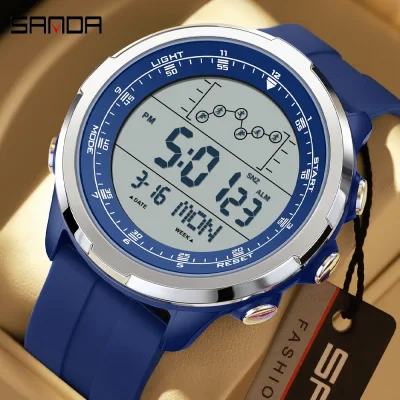 Đồng hồ kỹ thuật số sang trọng SANDA Đồng hồ nam Thương hiệu hàng đầu Đồng hồ thể thao chống nước Đồng hồ bấm giờ báo thức Đồng hồ đeo tay thạch anh Nam