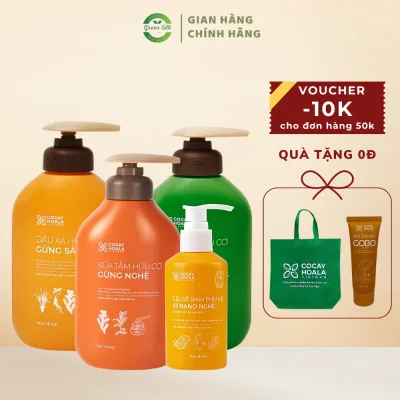 Dầu Gội Và Xả Hữu Cơ Gừng Sả, Sữa Tắm Gừng Nghệ, Dung Dịch Vệ Sinh X2 Nano Nghệ CỎ CÂY HOA LÁ