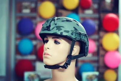 Via Printed Brimmed Soldier Helmet/12 Months Warranty (Green)
