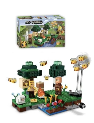 Bộ xây dựng Minecraft Trang trại ong, chuồng ong, quà tặng cho trẻ em, tương thích với 21165