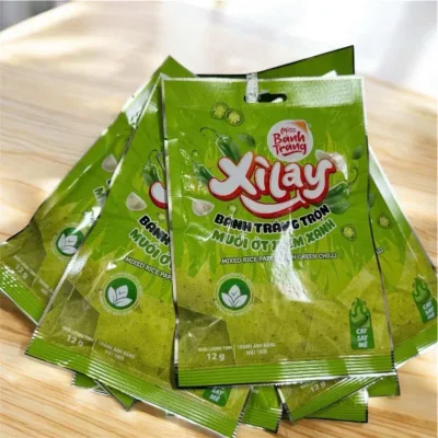 Combo 10 Bags of Super Spicy Mini Mixed Rice Paper Rolls - Green & Red Siamese Chili Salt - Delicious Snack, Safe and Food Safe (12g)