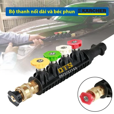Ống nối nhanh béc phun, bộ đầu chuyển cho súng máy rửa xe Karcher K2 – K7, lõi ống INOX chịu áp lực cao, độ bền tuyệt đối siêu chịu lực, kết nối chuẩn, khay đựng béc phun tháo lắp dễ dàng, phụ kiện máy rửa xe Karcher K2, K3, K5