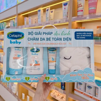 Bộ Chăm Sóc Cho Bé Cetaphil Baby (Sữa Tắm Gội, Lotion, Kem Hăm) Dịu Lành Da Nhạy Cảm Chính Hãng Đức (tặng khăn)