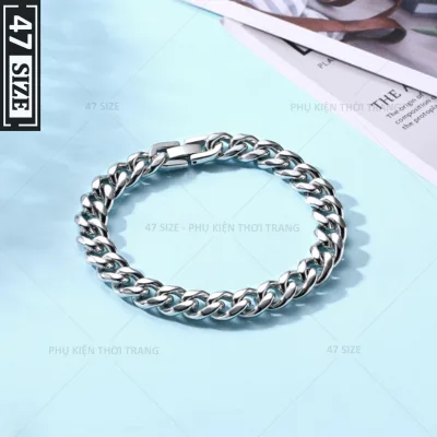 Vòng đeo tay nam nữ mạ bạc sáng bóng, phong cách thời trang hiphop, cá tính siêu ngầu