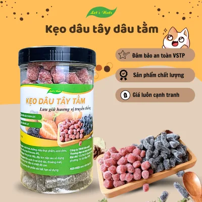 Kẹo dâu tây dâu tằm, đặc sản Đà Lạt Let's Nuts hộp 500g, đồ ăn vặt tuổi thơ ngọt dẻo, thơm ngon, dành cho hội nhóm, gia đình
