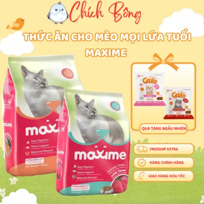 Thức ăn cho mèo mọi lứa tuổi maxime, thức ăn cho mèo vị cá hồi maxime, thức ăn cho mèo vị cá ngừ