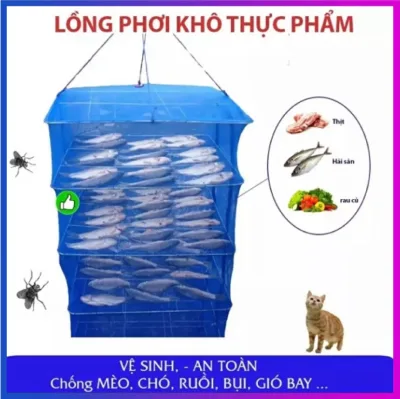 4-Layer Mesh Food Drying Cage for Drying Dried Fish and Shrimp, Can Be Folded to Prevent Flies, Mosquitoes, and Insects, and Is Easy to Clean.