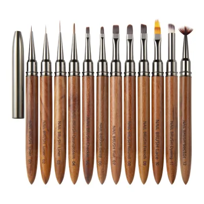 12Pcs Gỗ Đàn Hương Sơn Móng Tay Lót Bàn Chải Vẽ Đường Sọc Tranh Hoa Bút Tay Cầm Móng Tay Nghệ Thuật Bút