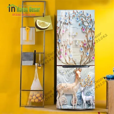 Decal Dán Tủ Lạnh House Decor Chống Thấm Nước Chất Liệu Decal Bóc Dán - Phù Hợp Mọi Loại Tủ - Decal dán tủ lạnh kệ tường tủ quần áo, decal dán, giấy dán, trang trí nội thất, giấy dán nội thất, trang trí nhà cửa - 1576831894