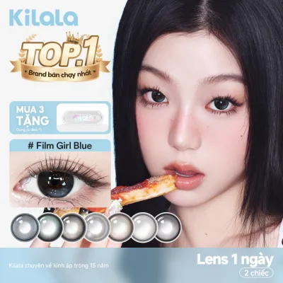 Kính áp tròng Kilala lens 1 ngày màu xám DIA 14.0mm 14.2mm 14.5mm Filmgirl Blue Lychee Grey Heroine Purple và màu xám lens cận có độ (0-7) 2 chiếc