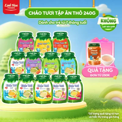 20 vị Cháo Tươi Linh Hoa Foods 240g - Không Gia Vị (Cháo Tươi, Mỳ ăn dặm, Cháo Mix Hạt Ngũ Cốc..)