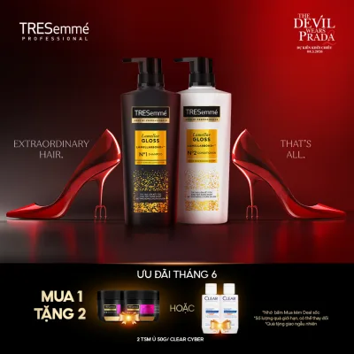 Combo Dầu Gội Và Dầu Xả TRESemme Lamellar Gloss LamellarBond+ Phủ Bóng 8X Chuẩn Salon 450g, 450g