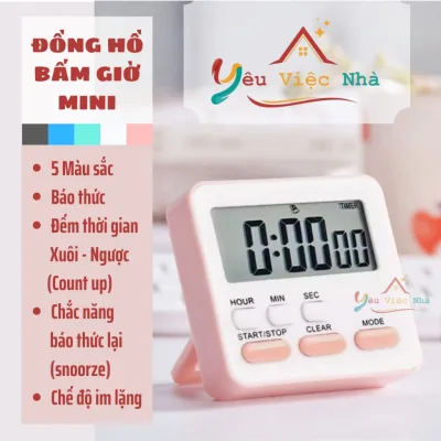 Đồng Hồ Bấm Giờ Điện Tử Đếm Ngược Để Bàn Hẹn Giờ Báo Thức Nấu Ăn Làm Bánh Học Tập Luyện Thể Thao