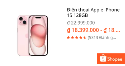 Điện thoại Apple iPhone 15 128GB