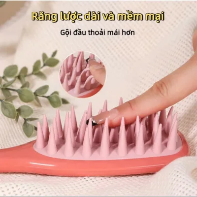 Scalp Massage Shampoo Brush with Handle, Silicone Comb for Hair Care Spa