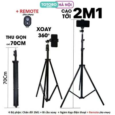 Chân đế đỡ điện thoại Livestream Tripod 3 chân TLS 2M1 - Gậy chụp ảnh - Giá đỡ Quay Phim Video hợp kim Xoay 360 độ