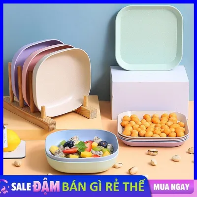 Bộ 8 đĩa lúa mạch Màu Pastel Siêu Xinh - đĩa lòng sâu, chât liệu nhựa lúa mạch sinh học an toàn - Đĩa đựng bánh kẹo đồ ăn vặt - Đĩa đưng trái cây