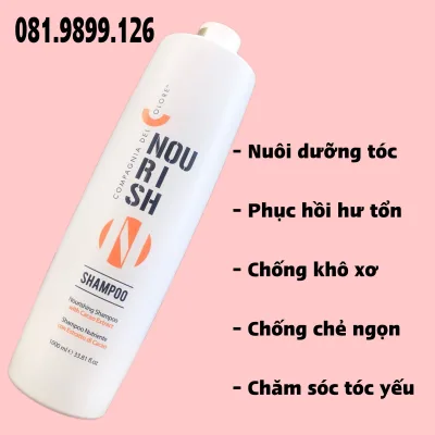 DẦU GỘI DEL COLORE NOURISHING SHAMPOO CHĂM SÓC PHỤC HỒI TÓC HƯ TỔN KHÔ XƠ CHẺ NGỌN 1000ml