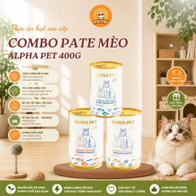 Pate ALPHA PET lon 400g, Pate Cho Mèo, Pate Cho Chó Nhiều Vị Công Thức Nước Sốt Đặc Biệt - PiuPiuPet