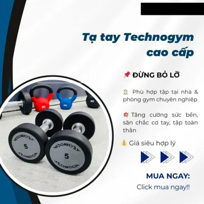 Tạ tay Technogym – Bộ 2.5kg, 5kg, 7.5kg, 10kg, 12.5kg, phù hợp tập gym tại nhà & phòng gym