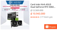 Card màn hình ASUS Dual GeForce RTX 5060 8GB GDDR7 OC Edition - BH 36 tháng