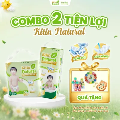Combo 2 bịch tã/bỉm Kitin Natural tinh chất trà xanh đủ sz cho bé size NB/S/M/L/XL/XXL/XXXL