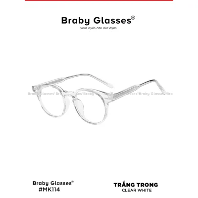 Braby Glasses Men's and Women's Fashion Round Eyeglass Frames Made of Tr90 Plastic Material, Simple and Youthful and Luxurious Mk114