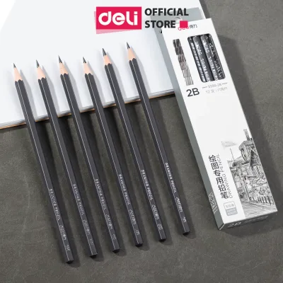 Bút Chì Gỗ Phác Thảo 2B HB 4B 6B 8B 14B Cao Cấp Deli - Bút Vẽ Chân Dung Phong Cảnh Chì Hoạ Sĩ Chuyên Nghiệp