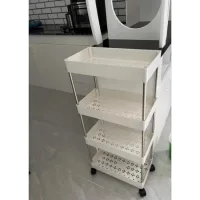 Kệ Đa Năng Nhà Bếp Inox 304 Và Nhựa PP Cao Cấp 4 Tầng Gồm 4 Khay Nhựa, 12 Thanh Inox, 4 Bánh Xe