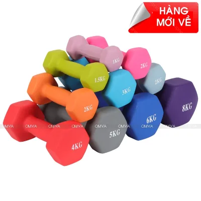 Tạ Tay Gang Đặc Bọc Cao Su Nam Nữ, Tạ Tập Luyện Yoga, Gym, Pilates, Fitness 1KG 2KG 3KG