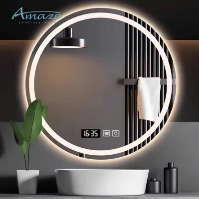 Round Led Electric Mirror D60Cm Touch Screen for Bathroom, Makeup, Hallway, Imported from Belgium, High Quality Products - 10 Year Warranty