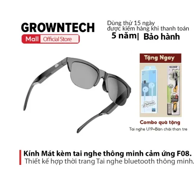 Growntech F06 Bluetooth 5.3 Glasses, Wireless Smart Sunglasses That Support Calls, Anti-Blue Light, Waterproof
