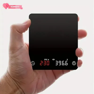 Cân nhà bếp thông minh Mini XIAWUSS, Chức năng hẹn giờ hiển thị kỹ thuật số Cân cà phê kỹ thuật số, Dung tích 2kg 0,1g Cân Espresso có thể sạc lại chính xác Nhà bếp